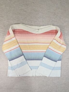 Pendleton Cotton Boat Neck Striped Pastel Wide Sleeve Boxy Sweater Oversized  L
